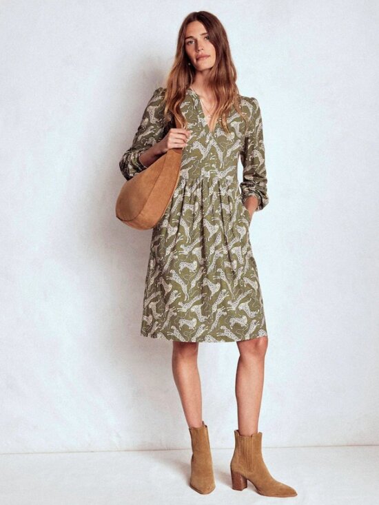 Boden Dresses & Skirts - Boden | Woodland Leopard Print Naomi Relaxed Jersey Dress Green | Size 16-18*